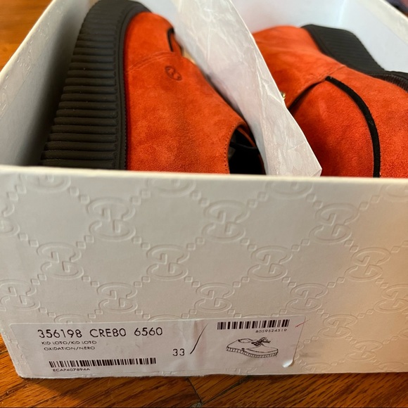 GUCCI • RARE SUEDE LEATHER DARK ORANGE PLATFORM CREEPERS 33 (2-2.5) KIDS - Picture 10 of 10